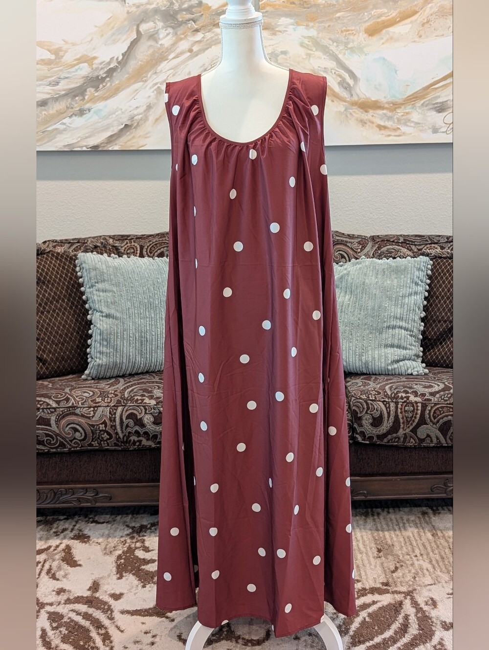 Polka Dot Sleeveless Maxi Dress